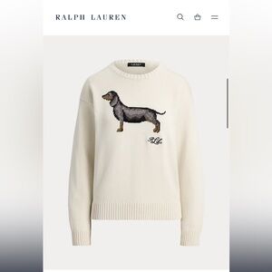 Ralph Lauren cream Intarsia-Knit Dachshund Cotton Sweater